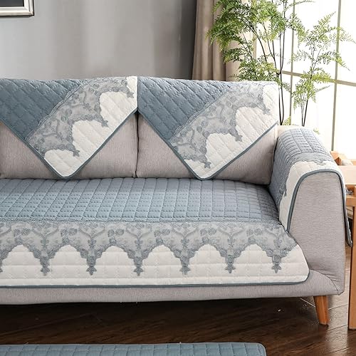 Miniatura 4 de vctops Funda de sofá de encaje bordado, funda acolchada para sofá modular, funda antideslizante para sofá, para perros, gatos y mascotas, para sofá
