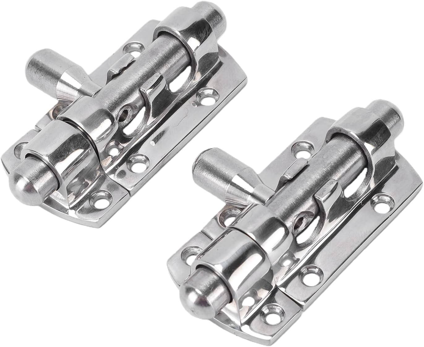 Sliding Screw/Fastener Lock Latch, 316 Stainless Steel Marine Grade, for Boat Windows Doors Hatches, Compact 60mm, Polished Mirror Finish, 2 Sets