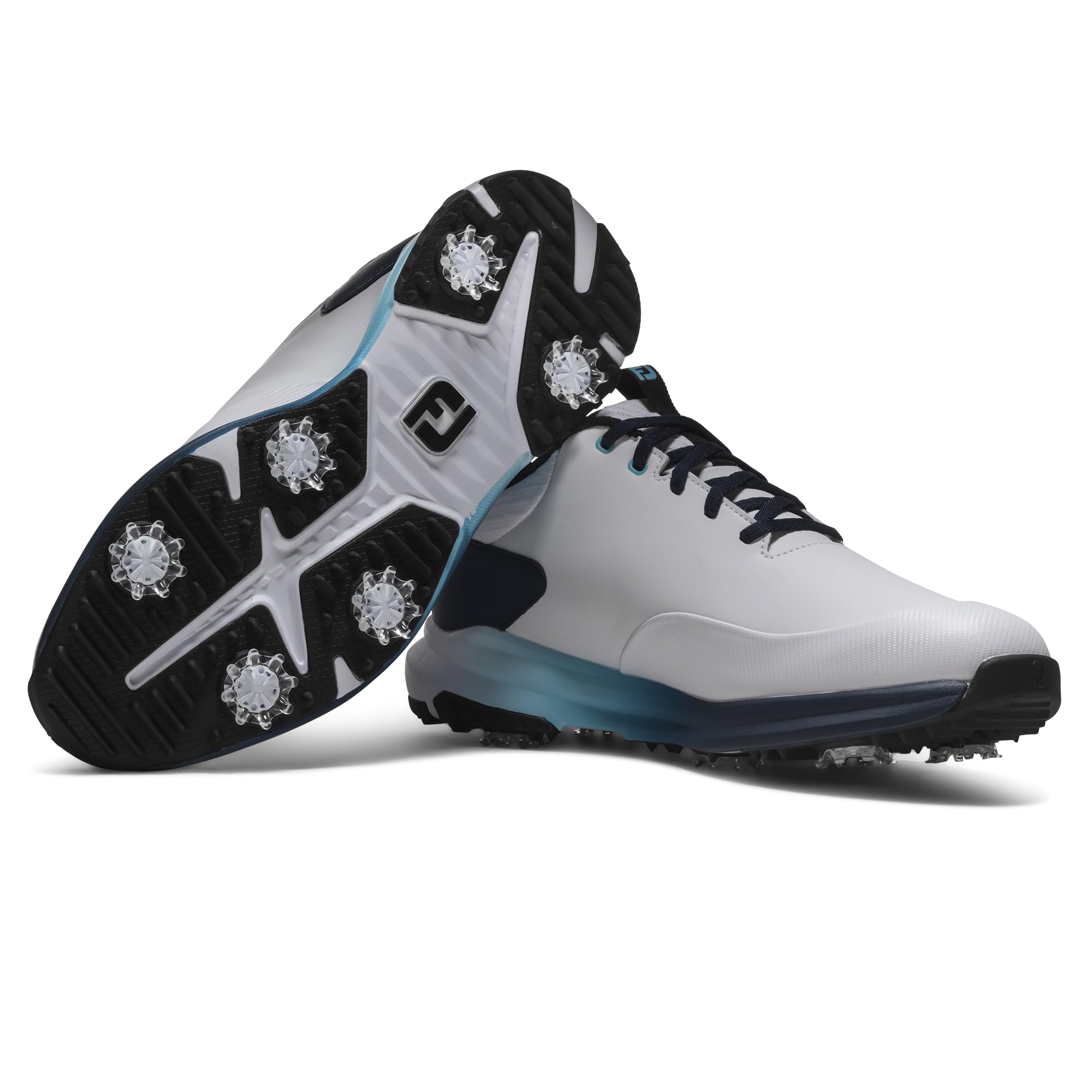 Footjoy Herren Tour Rival Golfschuh, Weiß/Marineblau/Blau, Größe M 40