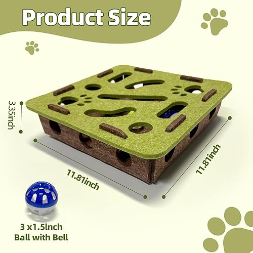 Miniatura 3 de Juguete interactivo de fieltro suave con bola y campana, caja de juguetes para gatos y gatitos de interior, juguete de caza en interiores para
