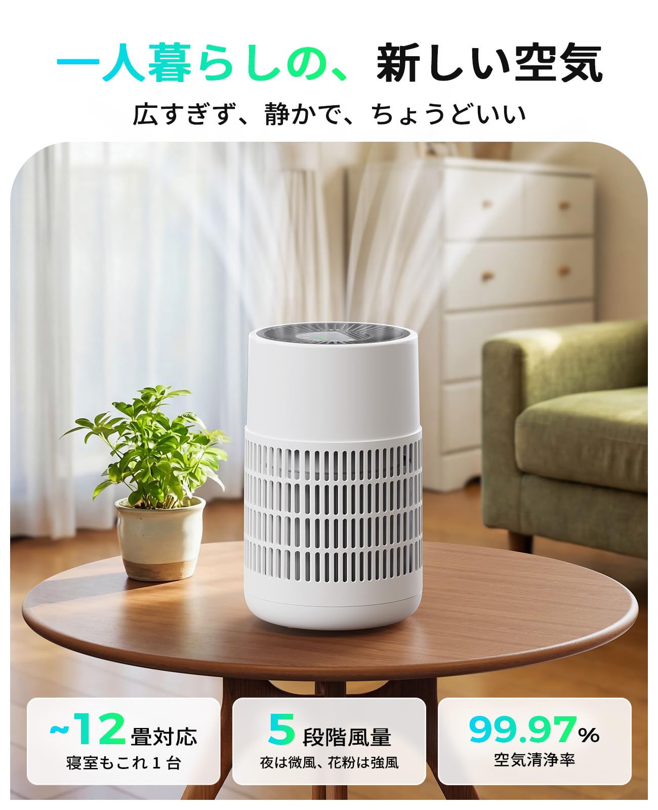 空気清浄機 小型 花粉対策 4重フィルターPM2.5センサー5段階風量 静音設計 Amazon.co.jp: 空気清浄機 小型 花粉対策 12畳対応【自動運転・4重