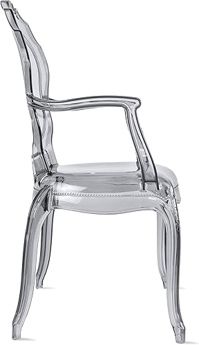 Miniatura 7 de 2xhome Silla de comedor apilable fantasma  Sillón de tocador transparente  Silla de cocina estilo Louis Belle para patio (1, ahumado, sillon)