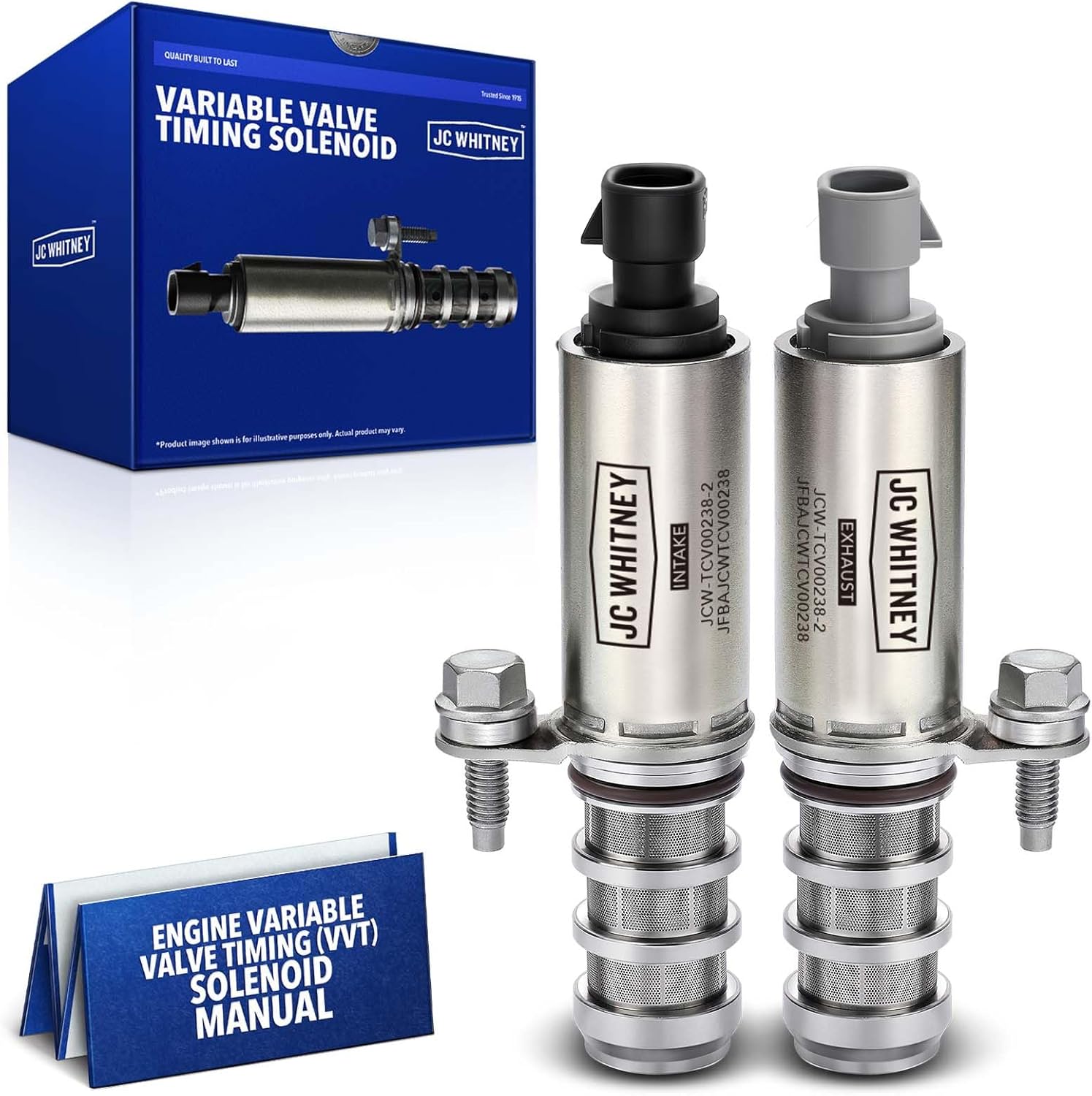 JC Whitney JFBAJCWTCV00238 Set of 2 Intake & Exhaust Engine Variable Valve Timing Solenoids (VVT) - Compatible with Chevrolet Equinox, Malibu, Impala, Cobalt, HHR, GMC Terrain - 2.0L 2.2L 2.4L