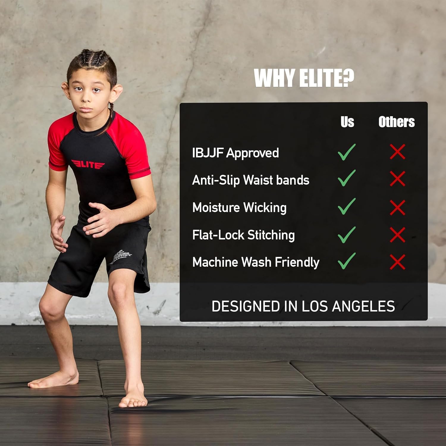 Elite Sports Kids Jiu Jitsu BJJ Rash Guard, Short Half Sleeve Compression Shirt for Youth Boys Girls Sports Nogi Training - Image 7