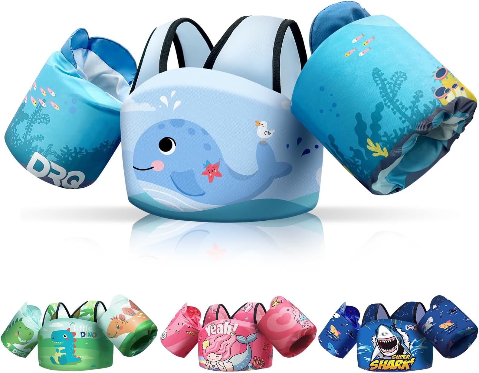 DRQ Toddler Swim Vest, Toddler Floaties for 22-66lbs Kids, Puddle Jumper Kids Life Jacket with Shoulder Harness Arm Wings for Girls Boys 2 3 4 5 6 Years Old