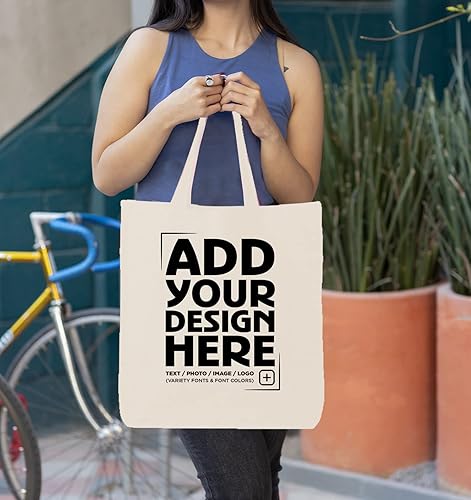 Miniatura 6 de shop4ever Diseño personalizado personalizado su propio bolso de compras reutilizable del totalizador del algodón de Eco 6 oz