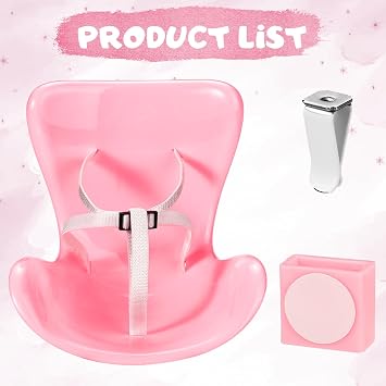 BOXOB Car Seat for Dolls, Pink Plastic Safety Seat Decorative Cute Sofa to Display Doll Toy Ornaments Accessories for Car Interior Air Vents Clip and Desktop Stand Decor