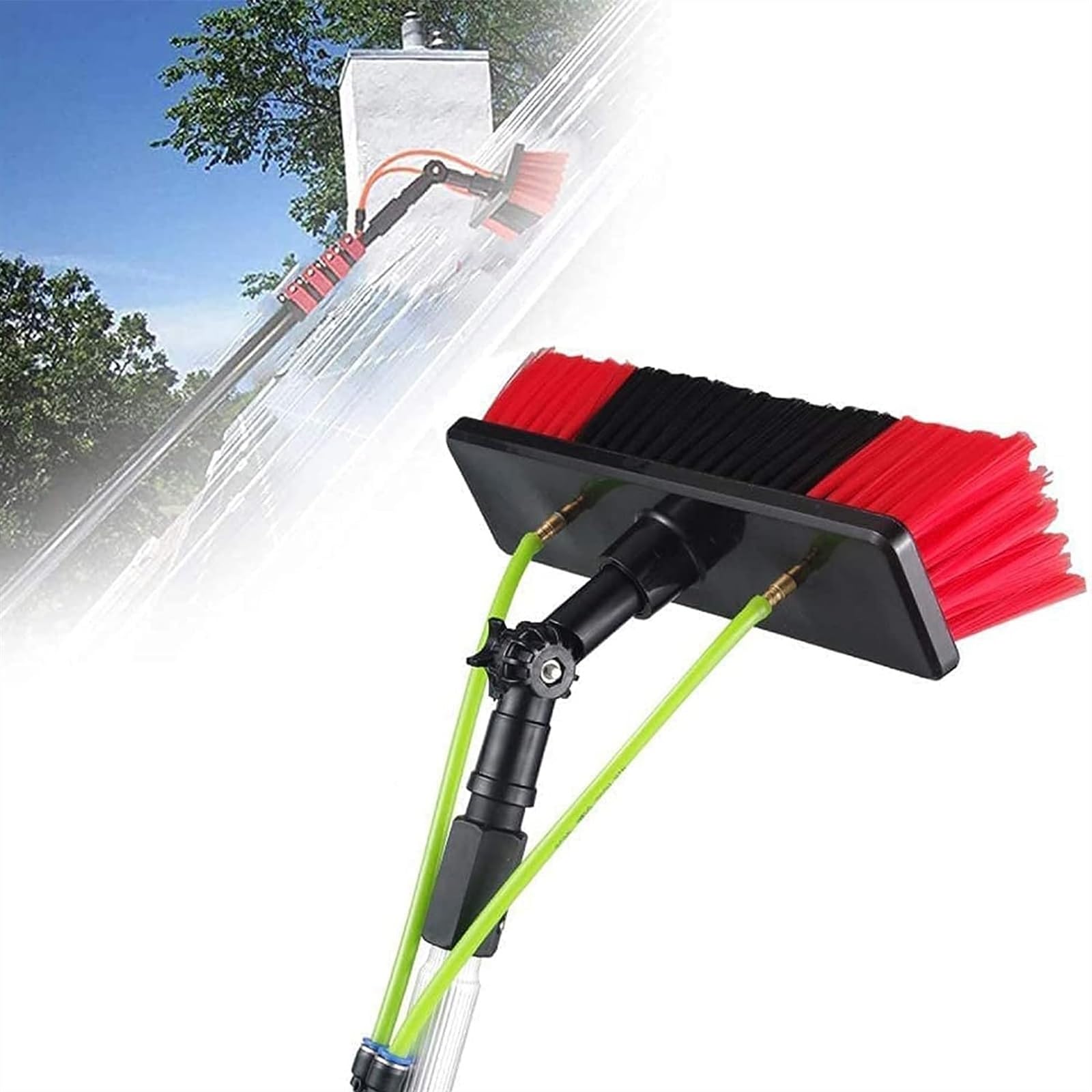 GYEQXKT Telescopic Window Cleaning Brush with Water Spray - 9M (29.5ft) Extendable for Conservatories & Solar Panel Cleaning - Efficient, Durable & Easy to Use