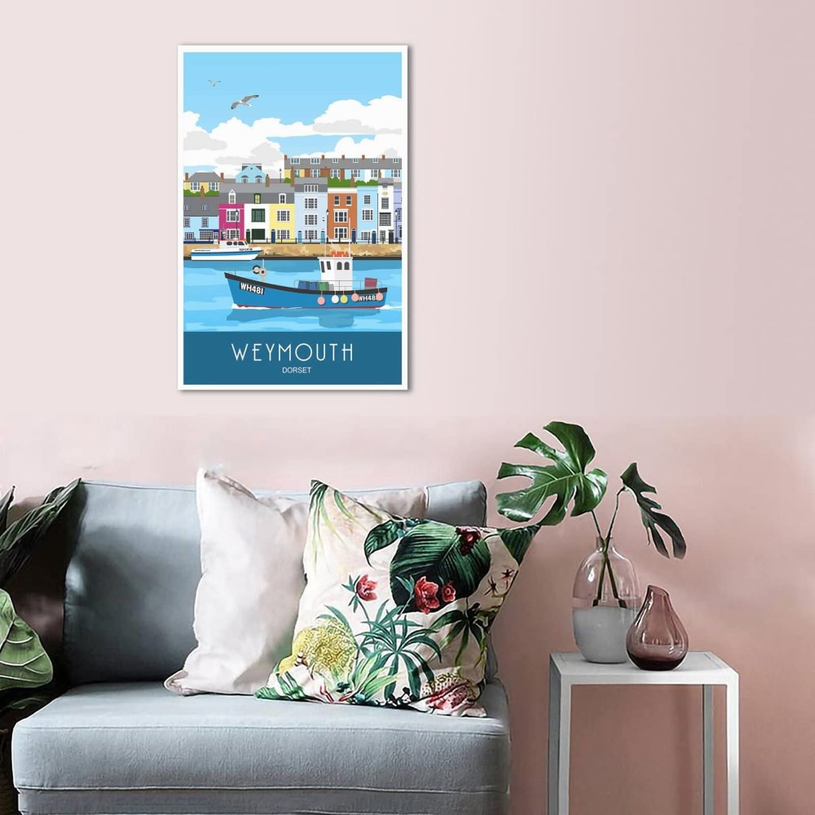 Póster decorativo de Weymouth Harbour Dorset de viaje de la vendimia carteles decorativos de la lona del dormitorio moderno del arte del cartel de la pintura de la pintura de los carteles de la pared