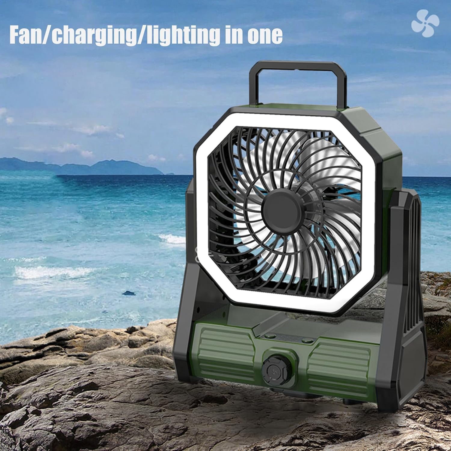 Hanging Camping Fan Rechargeable 20000mah Desk Fan With 4 Gear LED Light USB Fan Quiet For Office Travel Camping
