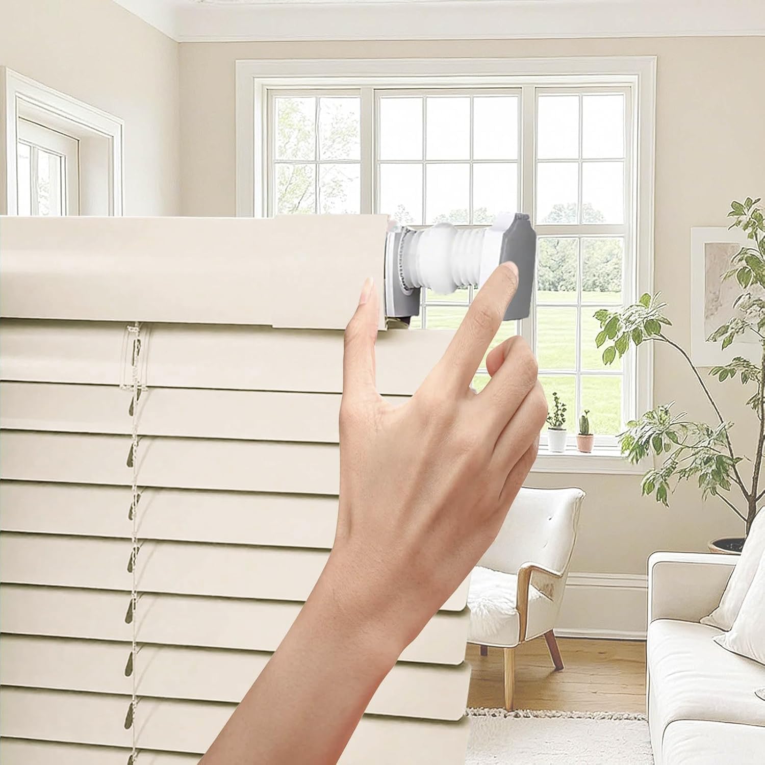 No Tools No Drill Venetian Blind, Aluminum Mini Blinds for Indoor Windows, 1" Metal Slat Room Darkening Horizontal Blinds, Custom Size Blackout Window Shades(Cream)