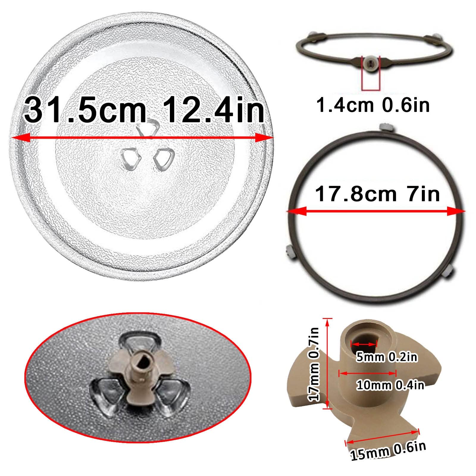 Universall Drehteller Für Mikrowelle, Rund Mikrowellenteller, 24.5cm 25.5cm 27cm 31.5cm Durchmesser, Mikrowelle Drehteller Mit Unterstützung, Thickened Ersatz Teller Glasplatte Für Mikrowellen ( Color