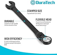 Vista 3 de DURATECH 9-Piece Flex-Head Ratcheting Wrench Set, Combination Wrench Set, 72 Tooth, SAE, 5/16'' to 3/4'', Black Electrophoretic Coating, CR-V Steel