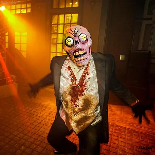 Miniatura 8 de Máscara facial de personaje realista de Halloween con accesorio de mano, accesorios de máscara de disfraz de cosplay, máscara para sesión de fotos