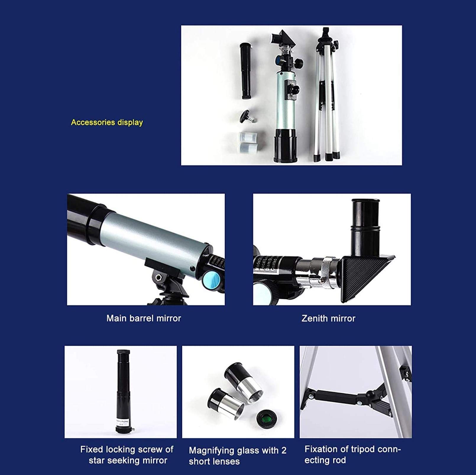 ISCBAFYX Monokular Teleskop Teleskop dużej mocy dla i początkujących, teleskop astronomiczny z refraktorem z regulowanym statywem - zawiera 3 okulary Idealny teleskop astronomiczny Lornetka
