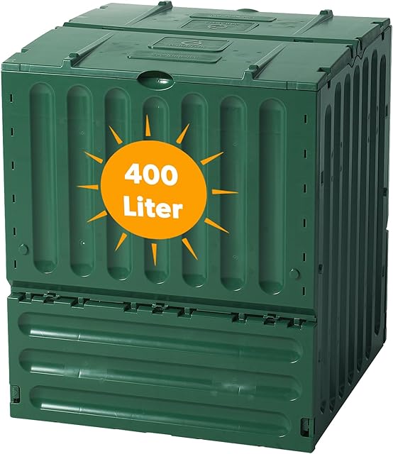 Yoursol Eco-King Komposter für den Garten, 400 L, Schnellkomposter Kunststoff grün, Composter Garten, Kompostierer Garten, Kompostierung & Gartenabfall — Komposter