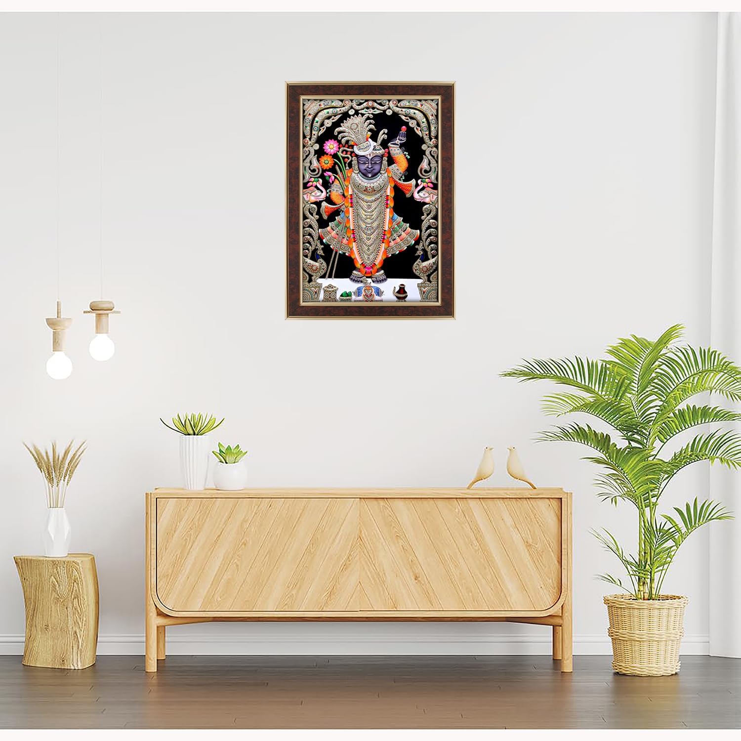 Dharvika Innovations Shrinathji Photo with Frame Big Size/Shreenathji Photo with Frame Big Size - 2410 (21x27 Inch, Brown)