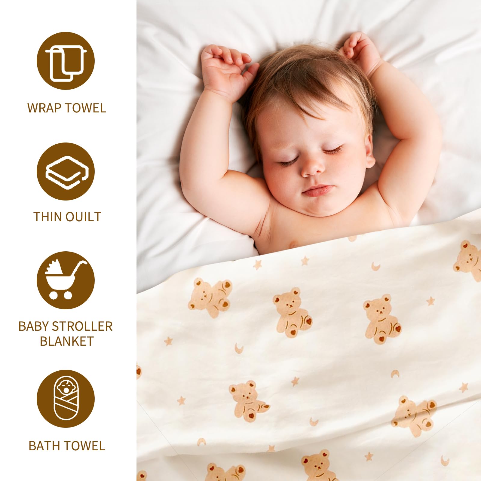 KIKAWORD Thin Baby Blanket for Newborn Baby Blankets Newborn Soft, Cotton Cellular Blankets Apply to Spring or Summer - Image 4