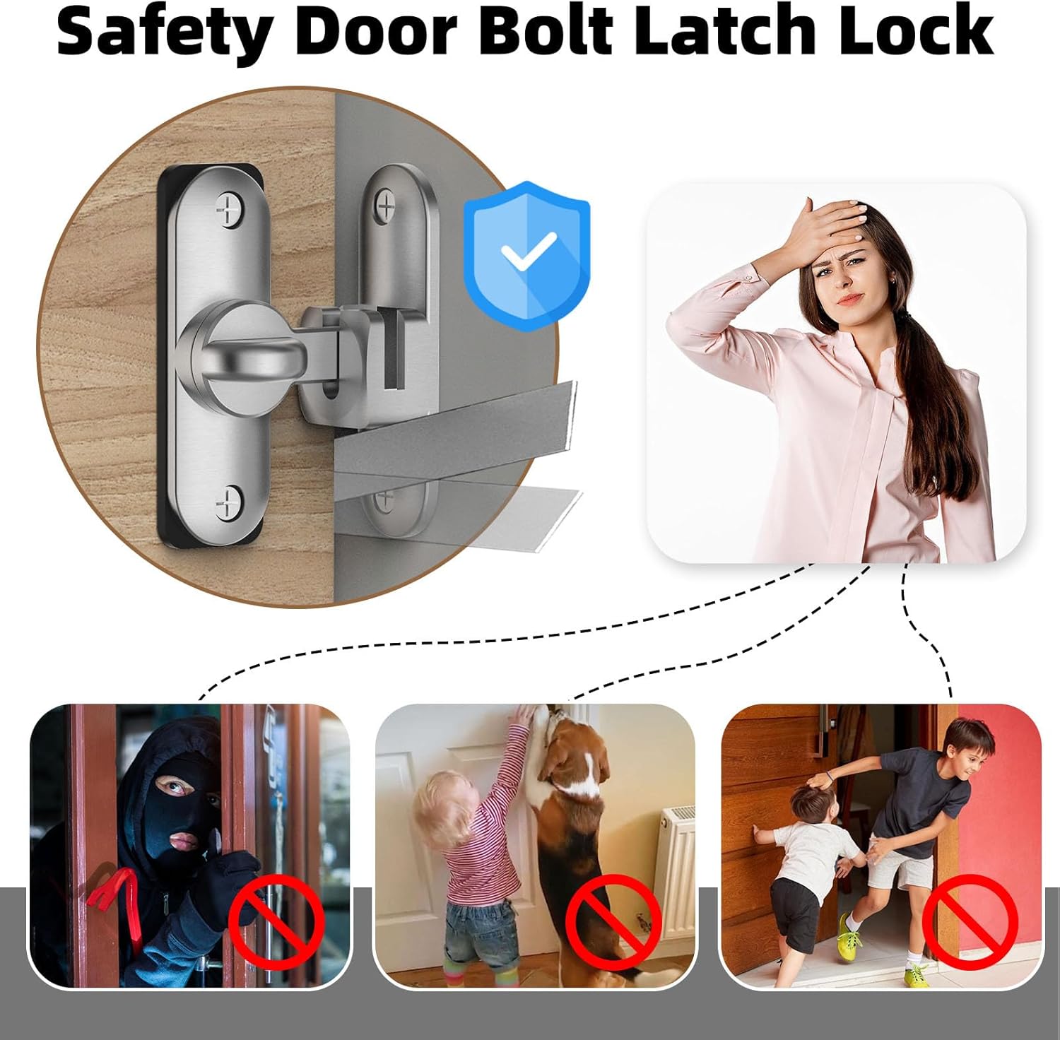Flip Sliding Barn Door Lock, 90/180 Degree Sliding Door Latch for Barn, Pet, Bathroom, Outdoor, Garage, Window (1, Silver)