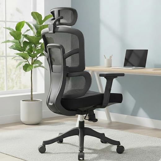 MRC Aero Ergonomic Office High Back Mesh Desk Chair with Adjustable Headrest and Lumbar Support,2D PU Armrests and Multi L...