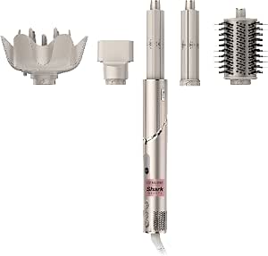 Shark HD435 FlexStyle Air Styling & Drying System, Powerful Hair Blow Dryer & Multi-Styler with Auto-Wrap Curlers, Curl-Defining Diffuser, Oval Brush, & Concentrator Attachment, Stone