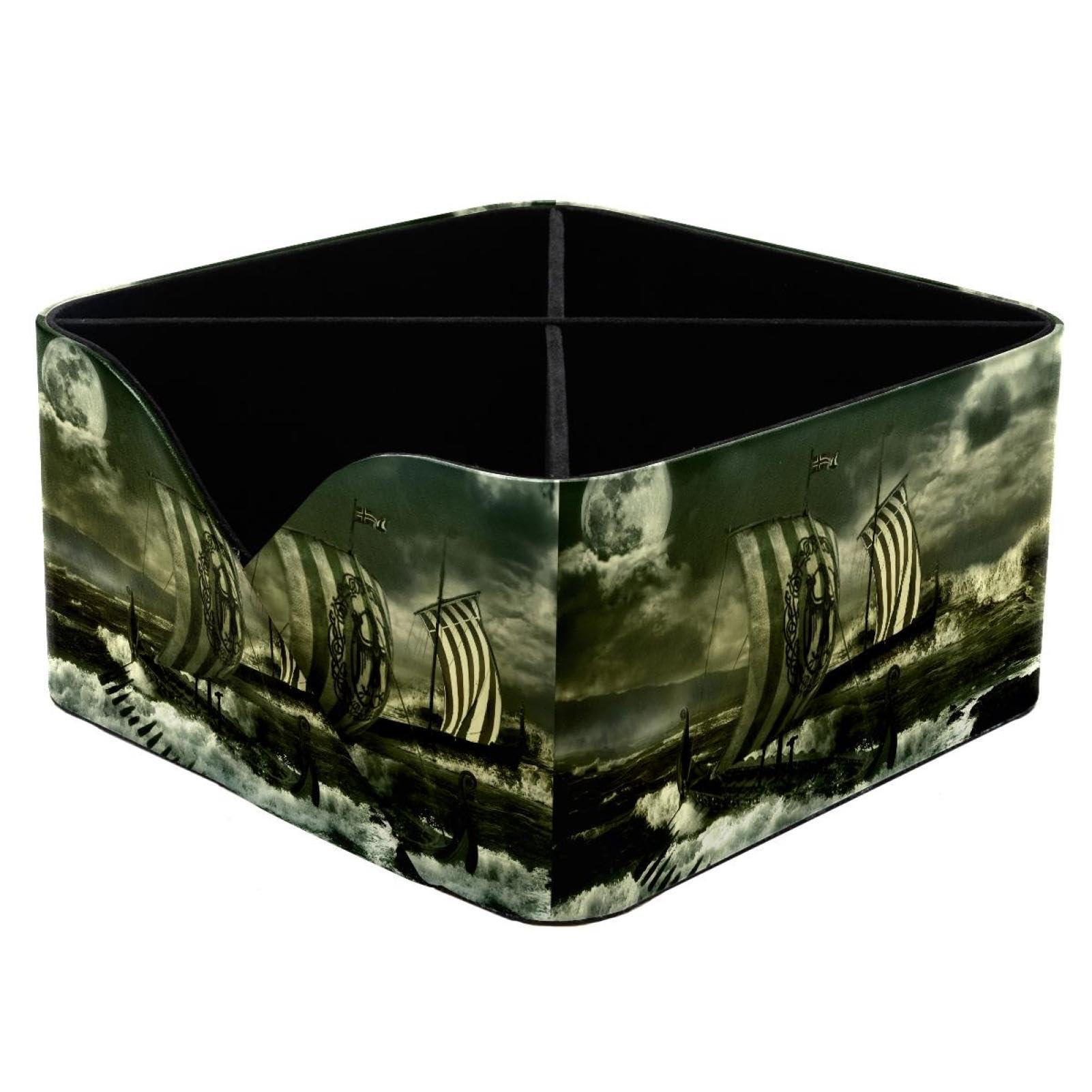 KengjuTesu Dragon Boat Suffering Storm Desktop Organizer Pen Holder, Rectangular Pencil Cup for Office, Study and Makeup Stations