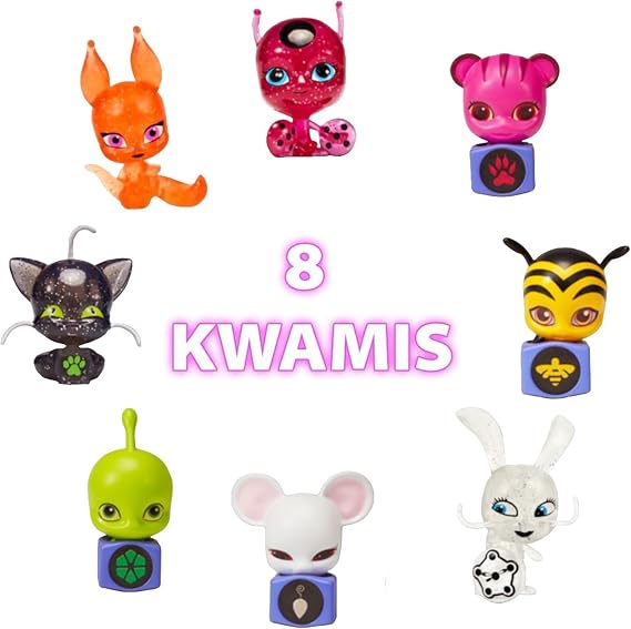 BANDAI - Miraculous - Pack of 8 Kwamis - Mini Figures Collection - Game Box Set with 8 Kwamis - Small Cute Miraculous Ladybug Figures - Toy from 4 Years - P50532