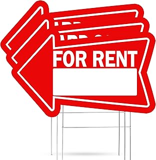 Huge Large For Rent Arrows Yard Sign Double Sided With Stake Stand Large 22 Inch By 12 Inch Arrow Red Home House Apartment (3)