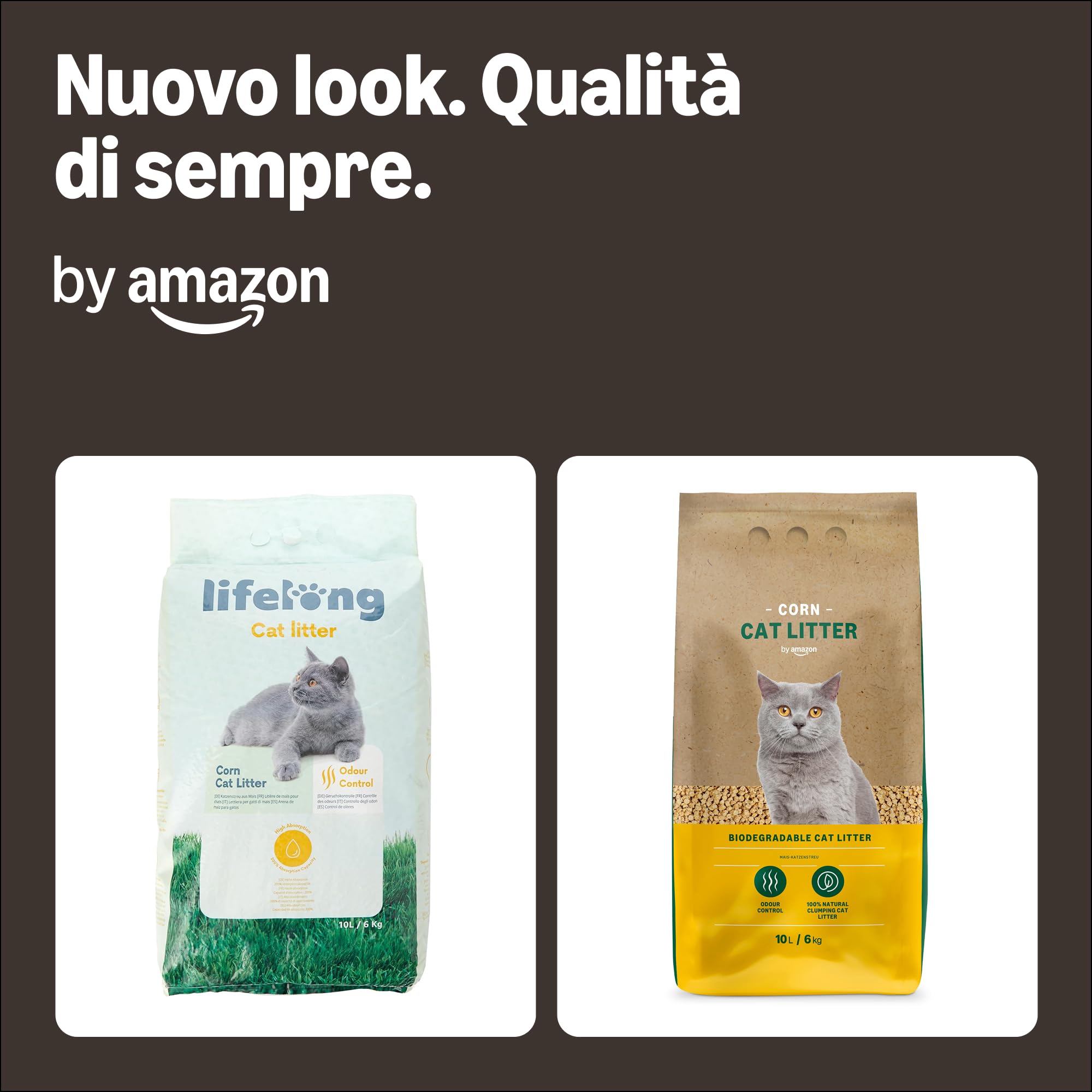 by Amazon Lettiera per Gatti Agglomerante al Mais, 10L (Confezione da 1) (in Precedenza Un Marchio Lifelong, Stesso Prodotto)