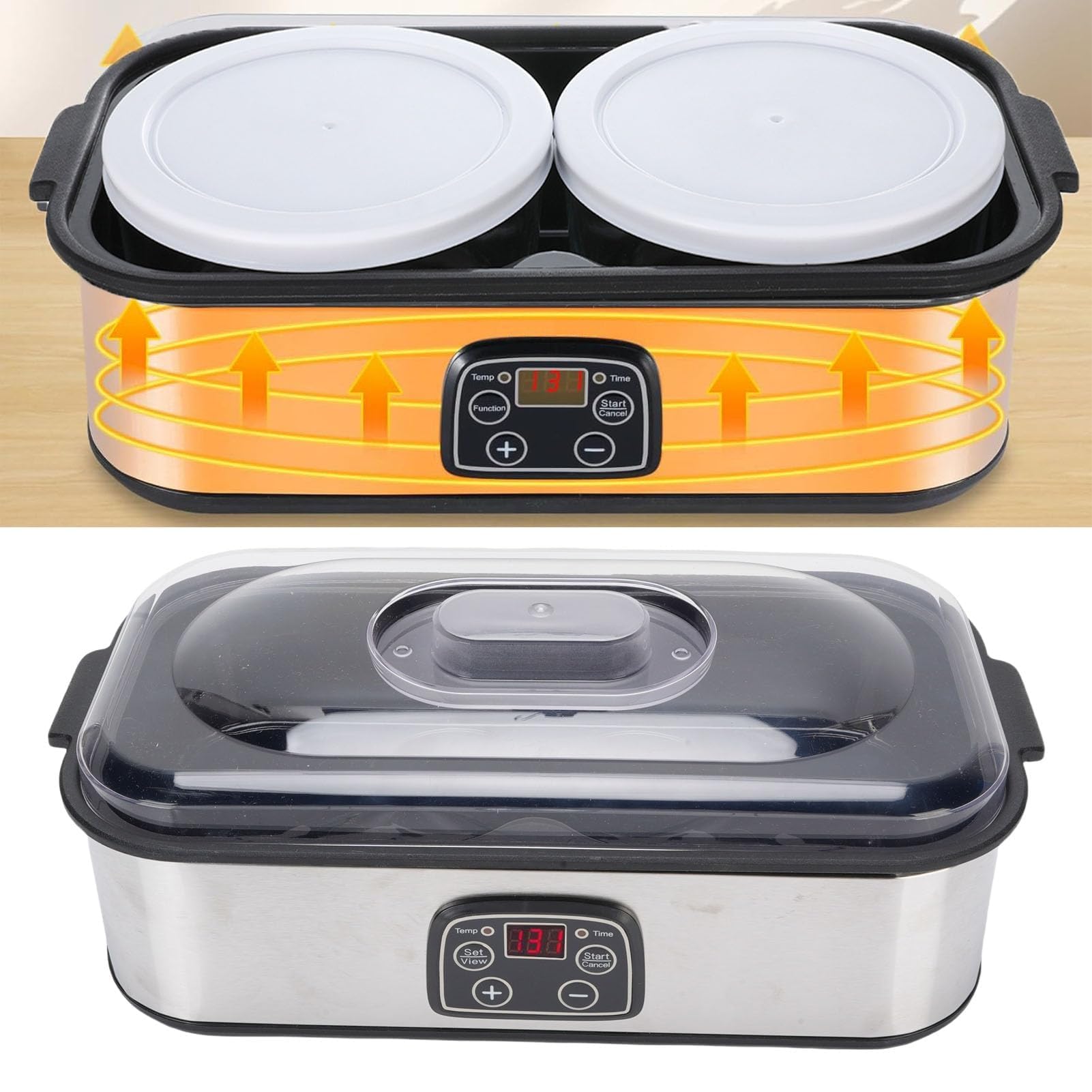 Pssopp Yogurtera Automática de 2 L con Temporizador, Diseño de Acero Inoxidable, Fermentación de 48 H y Pantalla LCD para Uso Doméstico y comercial. (EU enchufe 220V)