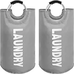 2 peças de cesto de roupa suja de 80 L, cesto de roupa suja dobrável com alças acolchoadas, saco de roupa suja de grande capacidade, cesto multifuncional para quarto, dormitório, banheiro (cinza, 2