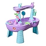 Rain Showers and Unicorns Water Table, Kids Water and Sand Activity Sensory Playset, Summer Outdoor Toys, 13 Piece Water Toy Accessories, for Toddlers 1.5+ Years Old, Blue & Purple