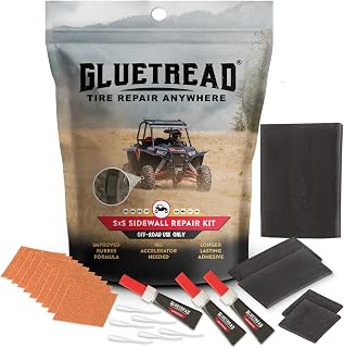 GlueTread SXS Tire Patch Kit - Off-Road Tire Sidewall Reinforcement Kit for UTVs - Durable Rubber Patches with Strong Bond - Easy Application, Fast Setting