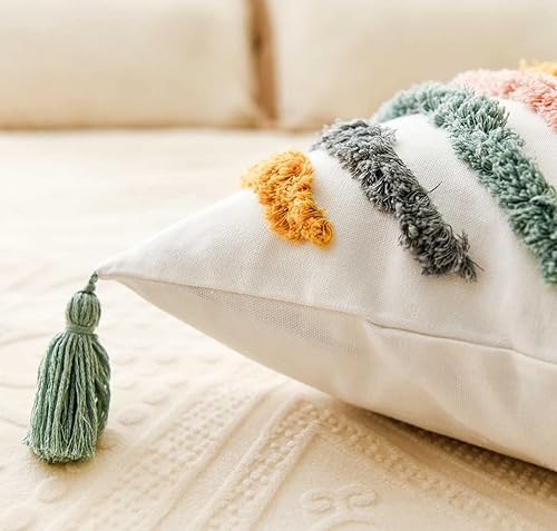 Miniatura 7 de Funda de almohada decorativa con patrón geométrico de estilo BOHO de diamantes copetudos, solo para funda de sofá