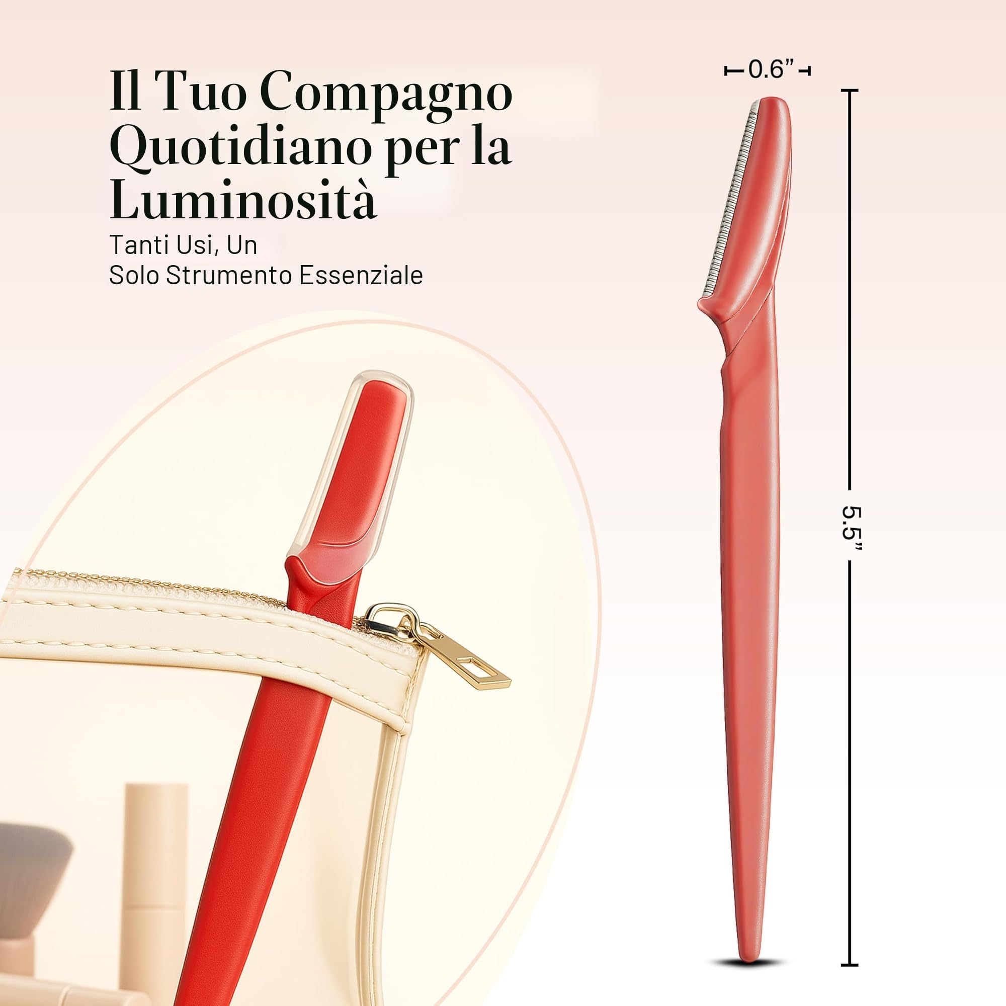 Kitsch Dermaplaning Tool - Rasoi per il viso da donna, rasoio per sopracciglia e viso, rimozione dei peli del viso, rasoi per il viso da donna, rasoio Dermaplane, 12 pezzi (Corallo)
