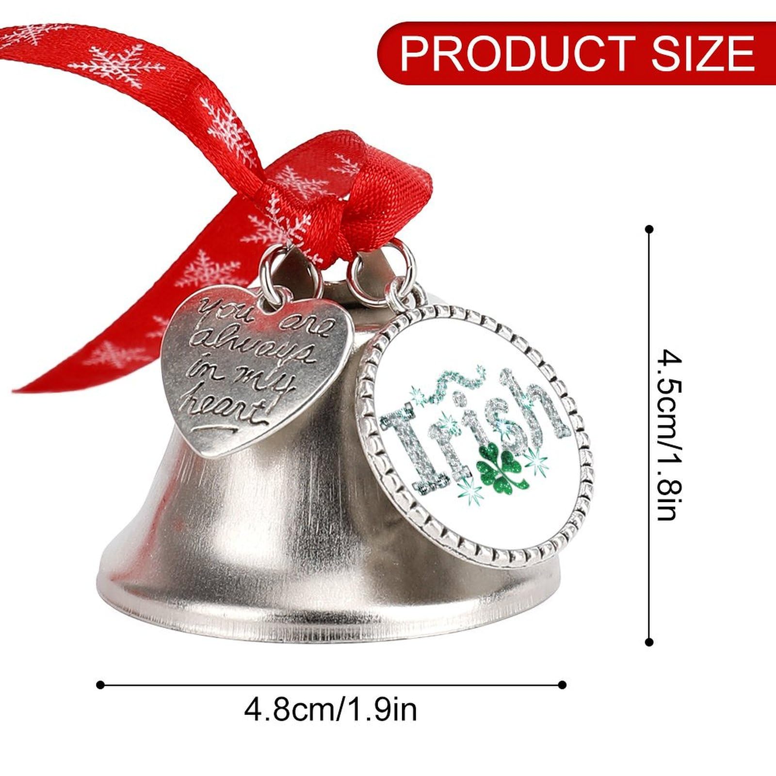 Diamon Irish Clover Funny Christmas Bell Ornament Cute Xmas Tree Hanging Pendant Decoration for Holidays Party
