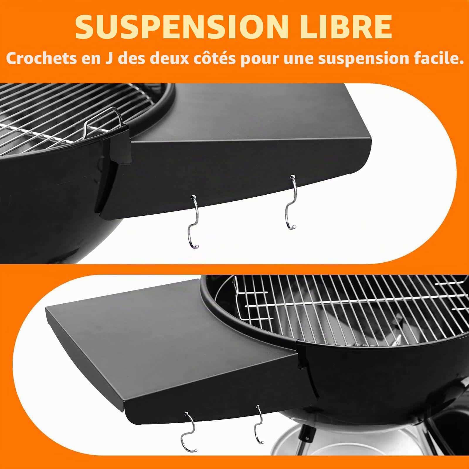 Étagère de table pour barbecue Weber Kettle Grills 57 cm Étagère Master Touch 57 cm Accessoires Premium Original Charbon Grills 55,9 cm