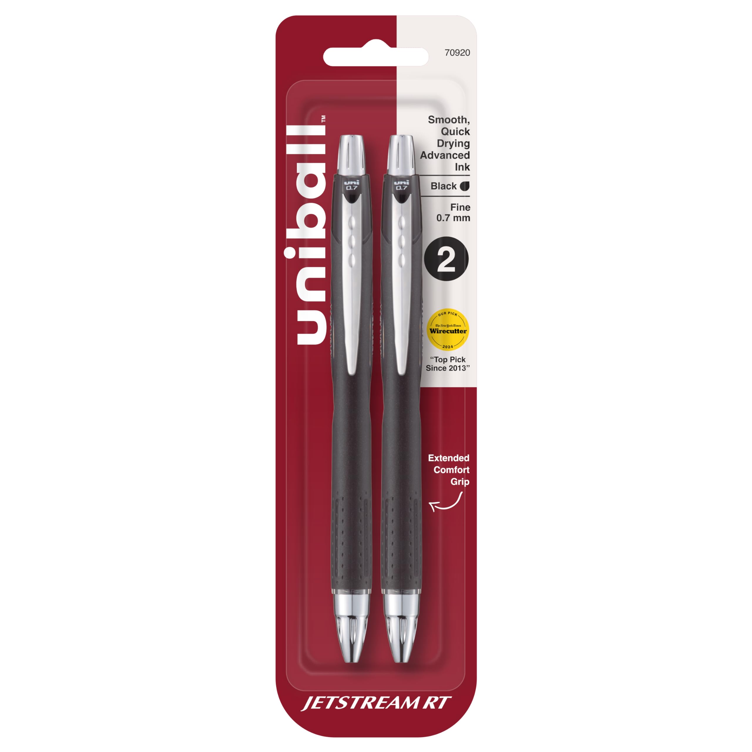 Uniball Jetstream RT 2 Pack, 0.7mm - Black Ballpoint Pens - Wirecutter Best Pen, School Pens, Ink Pens | Ballpoint Pen, Colored Pens, Fine Point, School Supplies