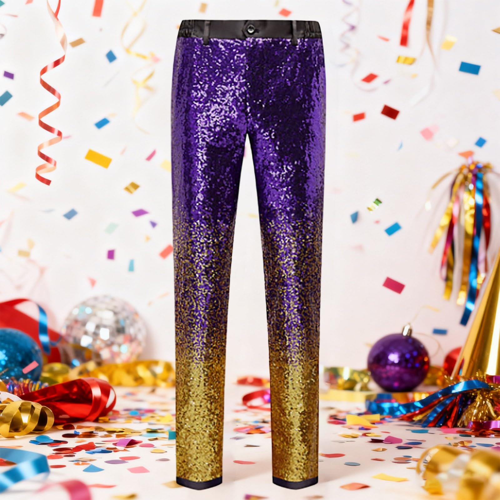 Générique Pantaloni con paillettes sfumati per uomo Leggings da danza jazz per festival di musica discoteca retrò anni '70 e '80 adatti per cosplay, feste e carnevale