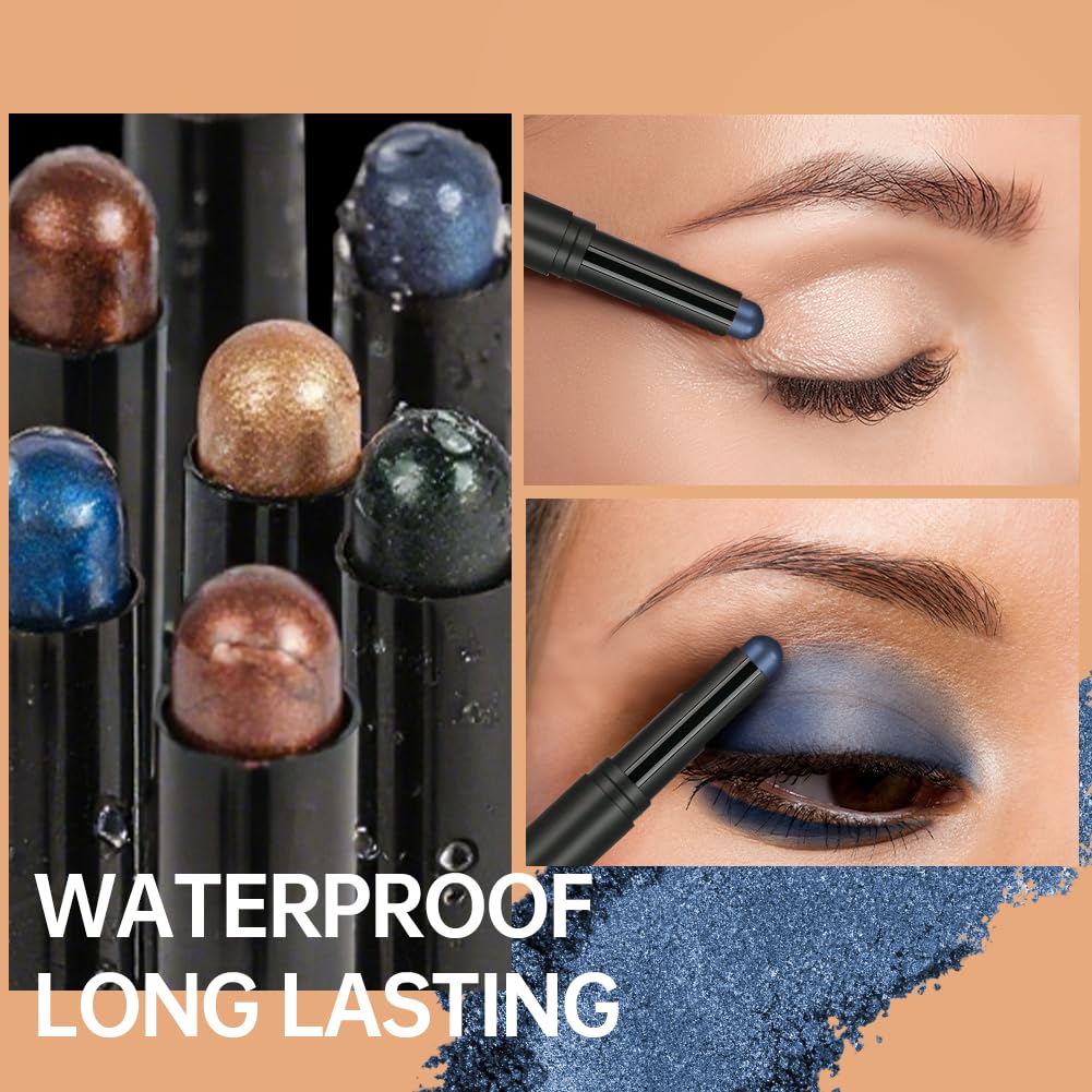 Cienie do powiek w sztyfcie, 8 * 2g Zestaw ołówków do cieni do powiek z brokatem i matowym, Eye Shadow Stick w kremie, łatwy w użyciu, tworzy kredki do oczu i długotrwały makijaż oczu (zestaw C)