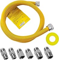 Vista 8 de MCAMPAS Línea flexible de gas de acero inoxidable de 72 pulgadas para secadora, calentadores de garaje, estufas de gas, calentador de agua; línea