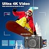 lazvik Digital Camera 4K for Photography and Video - 56MP Camera with Folding Screen Ultra HD Vlogging Camera 32GB Card 16X Zoom Vintage Compact Camera for Boys Girls Teenagers