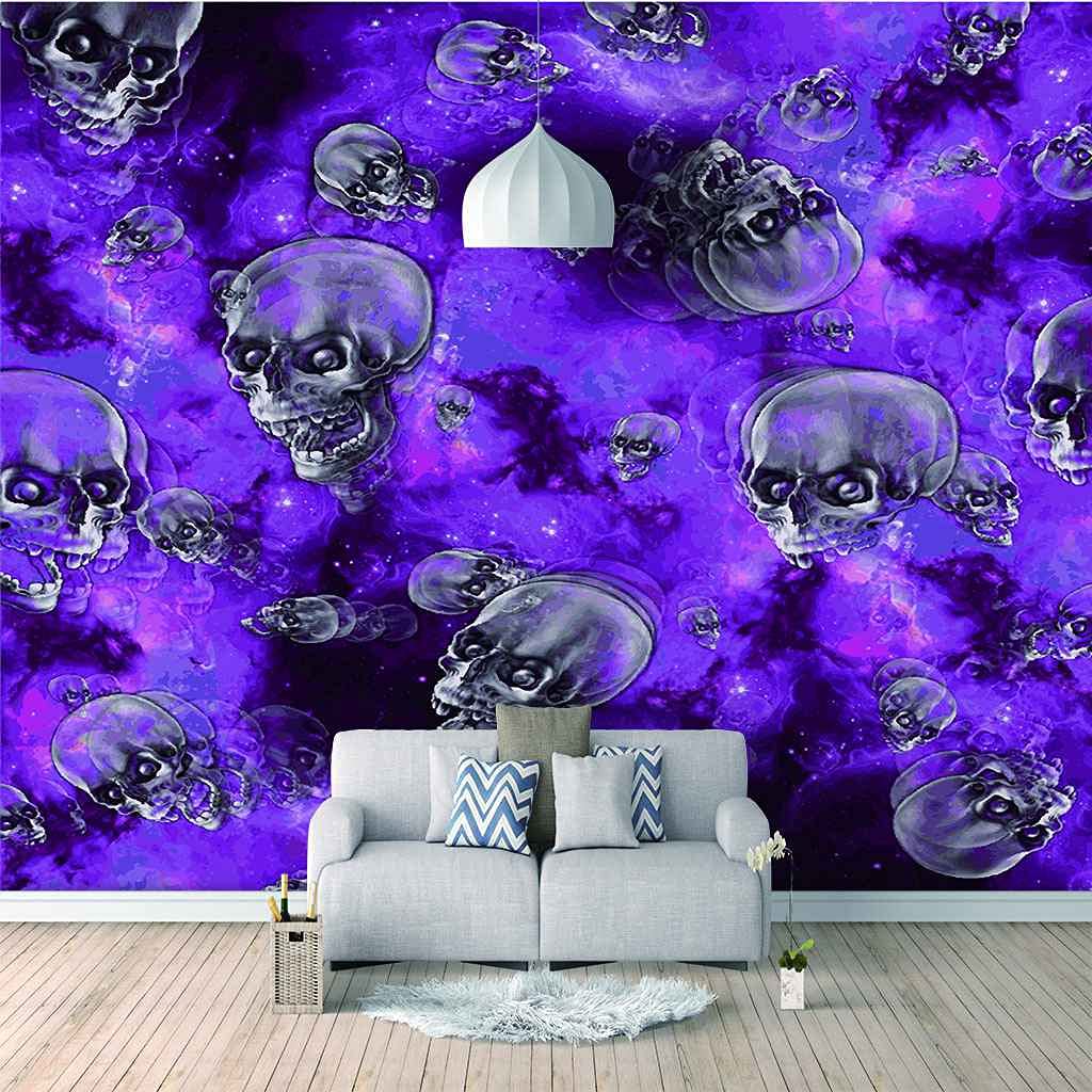 Peinture Murale Auto-adhésive Crâne Violet Toile Géante 250x175 cm