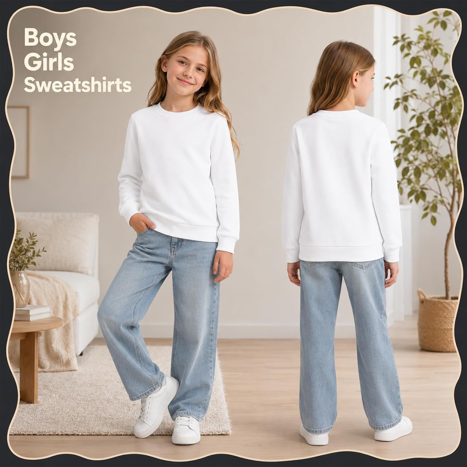 Pullover Boys Girls Sweatshirts Medium Weight Kids Sweatshirts Age 2-14Y