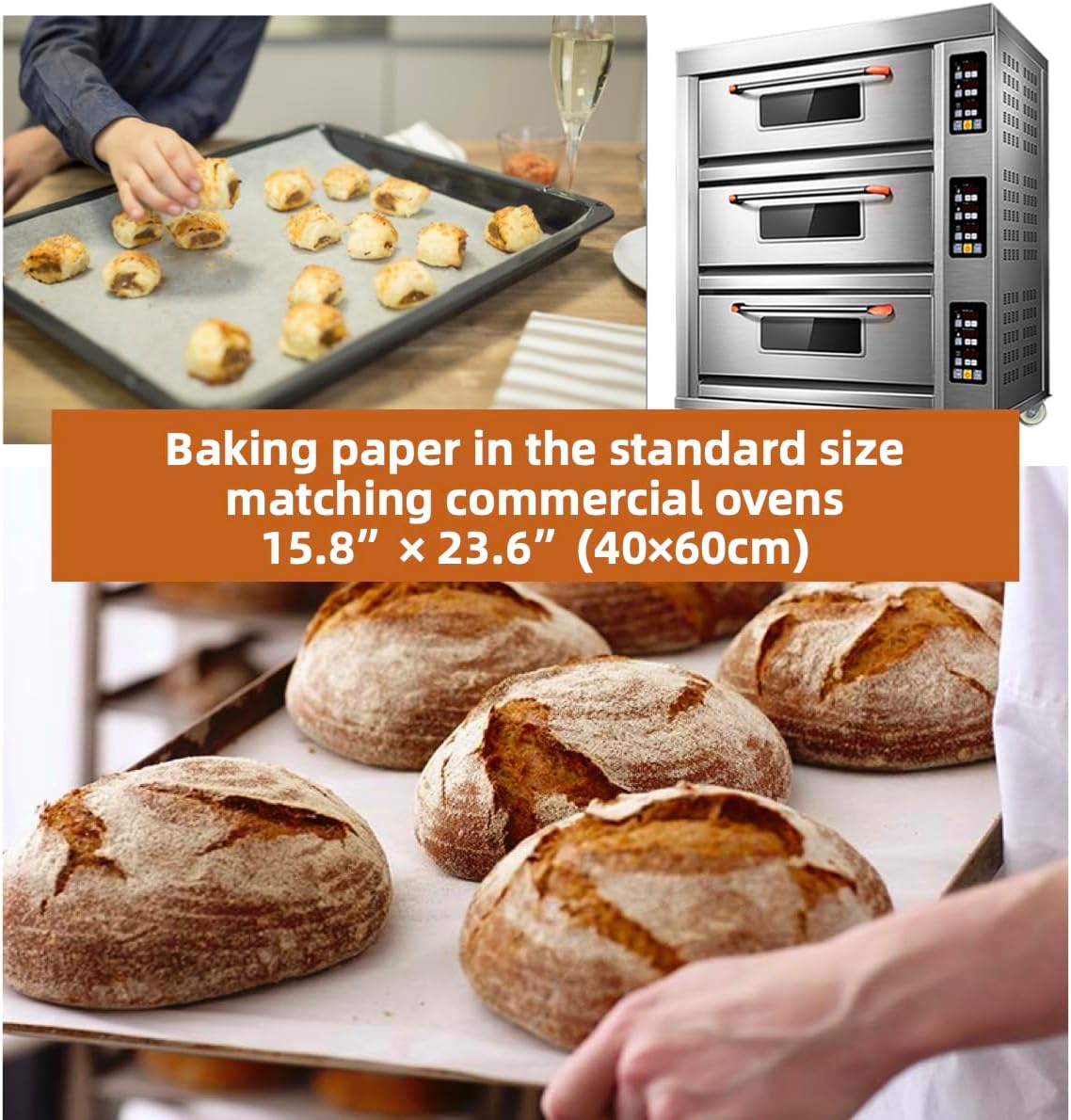 16x24 Inch - 2000 Sheets Commercial Baking Parchment Paper Industrial Grade, Bulk Food-Safe Oven Paper for Bakeries, Restaurants, Food Processing (Brown 15.8"×23.6"(40×60cm) 2000 sheets)