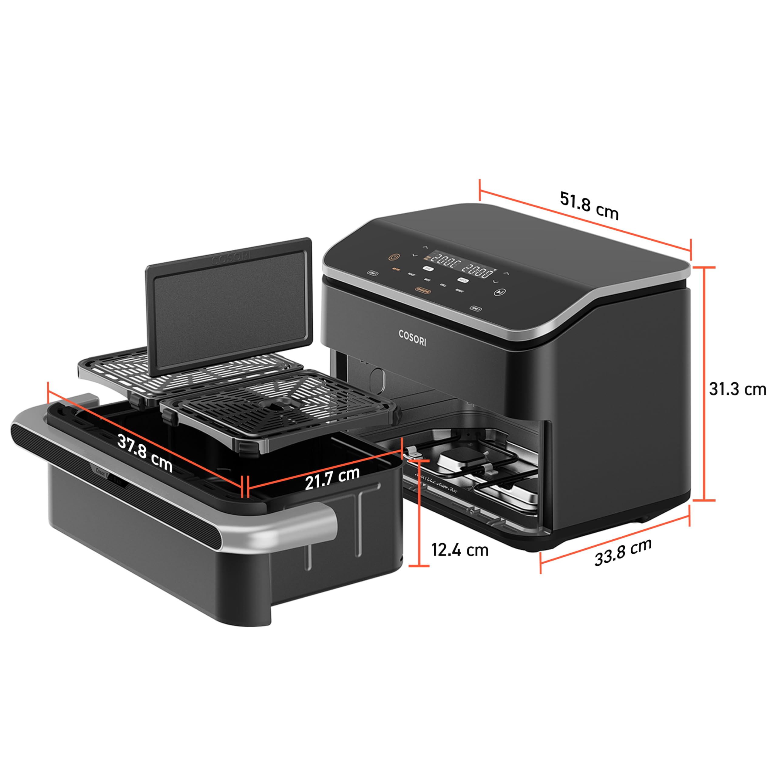 COSORI Friggitrice ad Aria 10 Litri, 7 in 1 Doppia Resistenza TwinFry con Doppio Cestello 5L+5L e Separatore Rimovibile, 2800W Air Fryer WiFi, 40-240℃, 70 Ricette Online, TF-102S