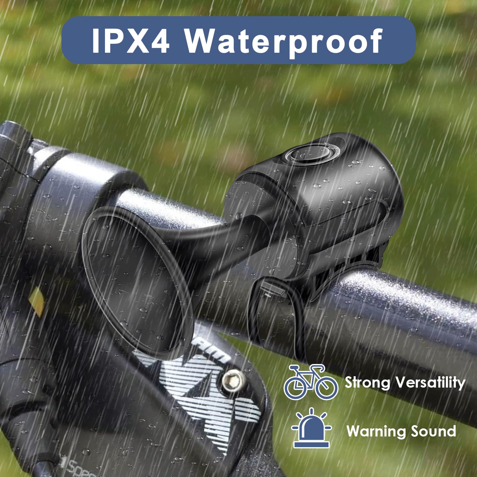 Afaneep Campanello Bici, Clacson Bici Campanello Bicicletta - 120DB Clacson Bici Elettrica Campanello Bici Elettrico Impermeabile IPX4 Campanello Elettrico Bici Campanelli per Bicicletta (Nero)