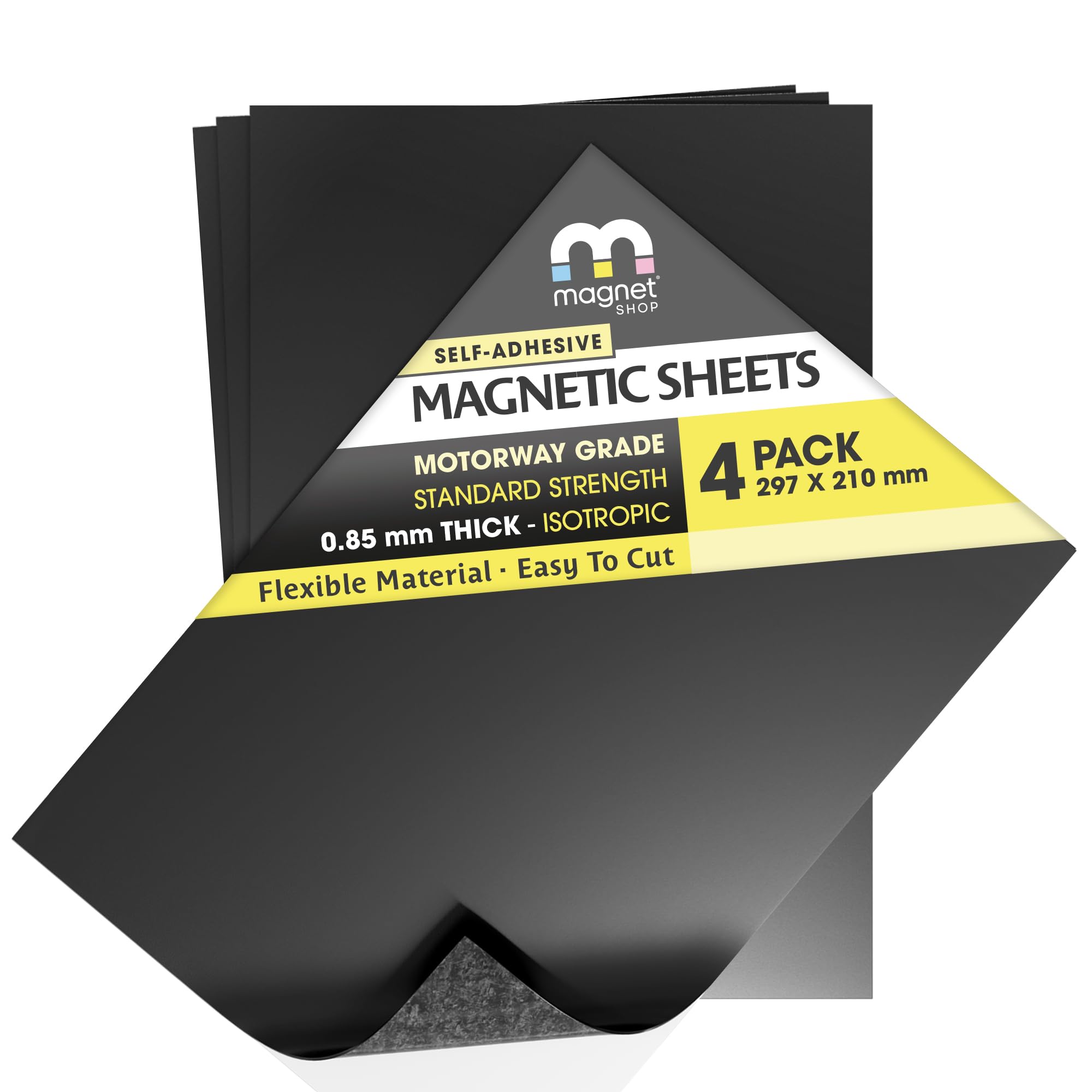The Magnet Shop Black Tms 4 A4 Self Adhesive Magnetic Sheets 0.85Mm Extra Sticky, Strong Flexible Car Sign Making And Die Storage