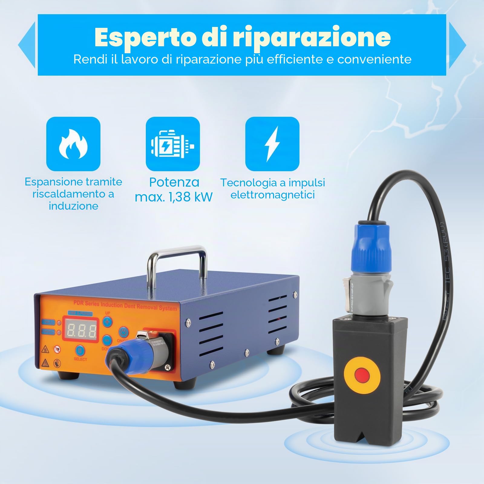 Kit di Riparazione per Ammaccature senza Vernice, Scatola Riscaldante a Induzione, Apparecchio di Riscaldamento a Induzione, Kit di Riparazione per Ammaccature Auto