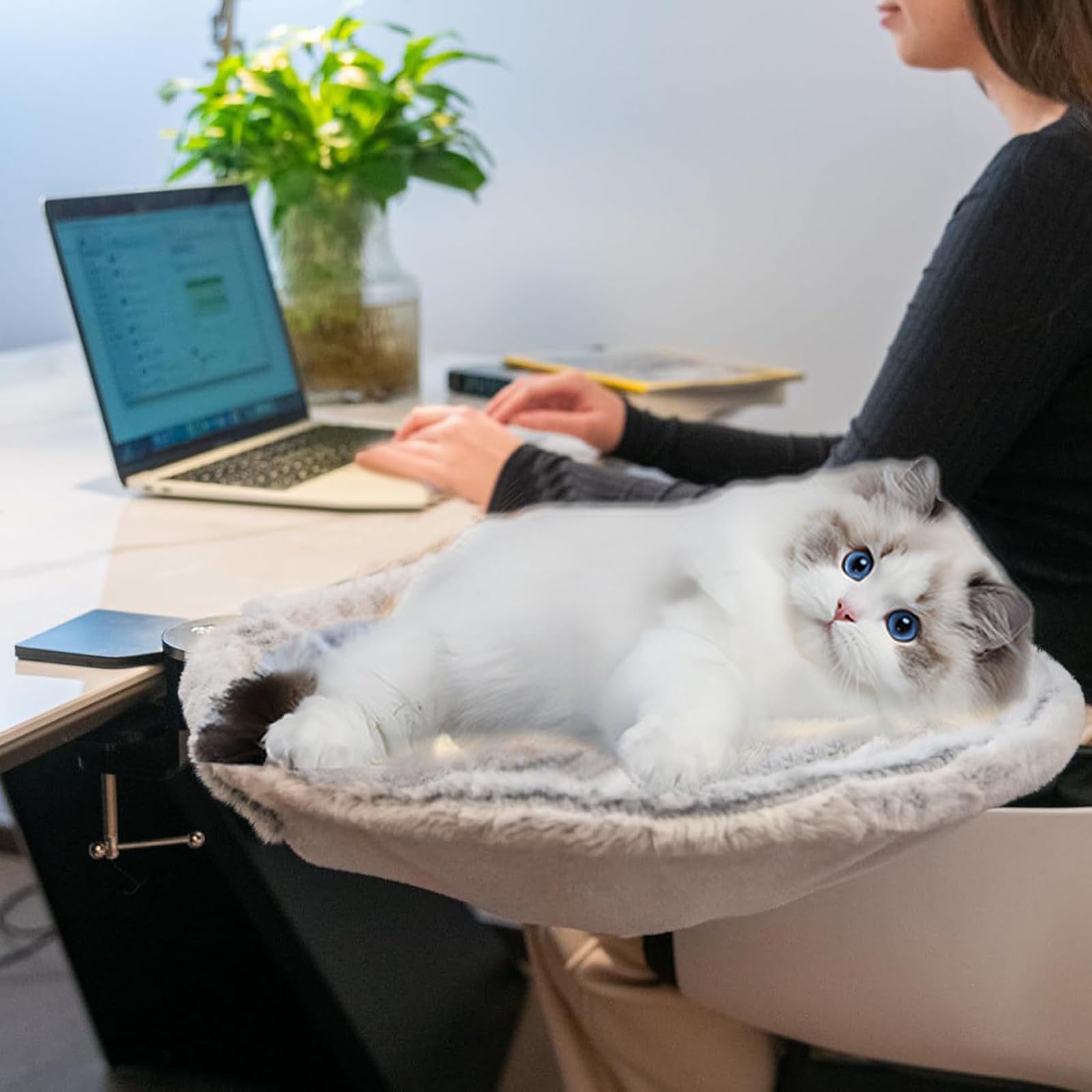 YUDANSI Cat Bed For Desk, 360° Rotatable Removable Washable Cat Desk Bed